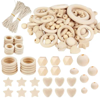 Makramee-Set 164-tlg. Holzperlen, Holzkugeln, DIY-Basteln