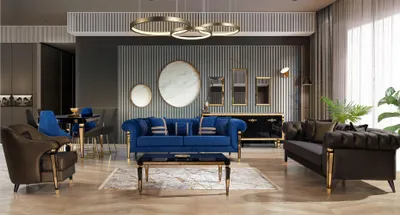 Productafbeelding van Modernes Wohnzimmer Sofa Set Chesterfield 3-Sitzer Sessel Couchtisch