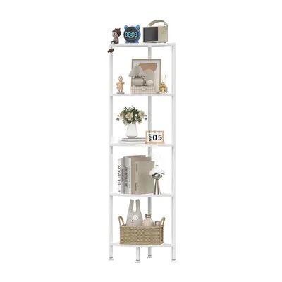 Produktbild von Bücherregal mit Licht Standregal mit 5 Ebenen Aufbewahrungsregal Eckhalterung Fernbedienung 140cm Weiß