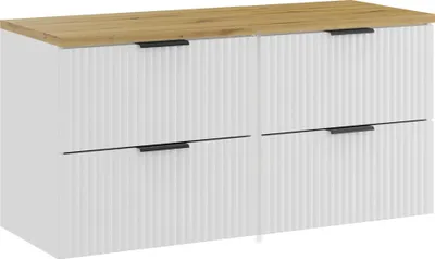 Obrázok produktu pre Kúpeľňová zostava 120 cm biela matná s doskou Dąb Artisan a 4 zásuvkami
