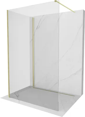 Produktbild von Mexen Kioto Walk-in Duschwand 140x85 cm, Gold gebürstet, Transparent
