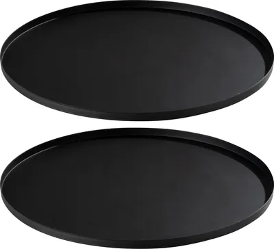 Produktbild von Deko-Tabletts - Schwarz matt - Ø 35 cm - Eisen - 2er Set