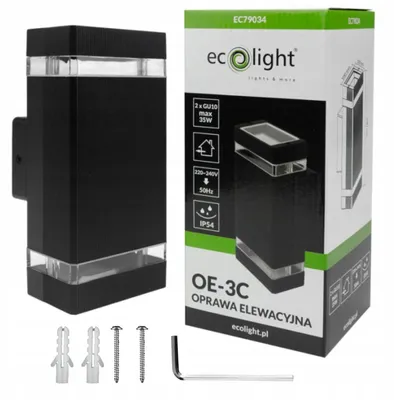 Image de Applique d'extérieur 2xGU10 IP54 aluminium noir Ecolight EC79034