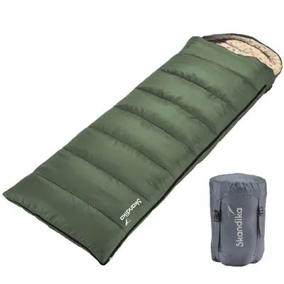 Produktbild von Skandika Deckenschlafsack Iceland Single | Schlafsack Outdoor für Erwachsene, 3 Jahreszeiten mit Baumwolle, 220 x 80 cm, als Doppelschlafsack nutzbar