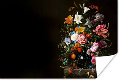 Produktbild von MuchoWow® Poster Alte Meister - Kunst - Vase mit Blumen - Jan Davidsz de Heem 90x60 cm - Schlafzimmer