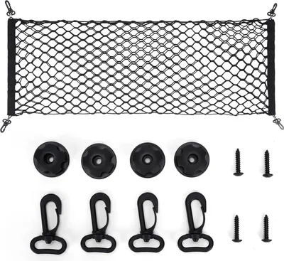 Produktbild von Kofferraumnetz Gep?cknetz Auto, Kofferraum Netz 110 x 40 cm, Mit 4 Karabinern Und 4 ABS Kunststoffschnallen - Super Elastisch Fš¹r Die Meisten Autos