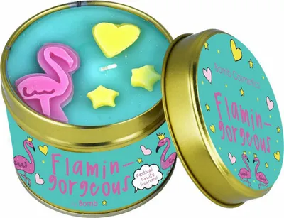 Image de Bomb Cosmetics Bougie parfumée Scent Stories en boîte Flamingorgous, Bougie en boîte, Turquoise, PFLAGOR04