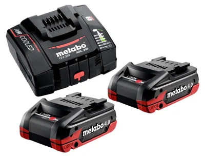 Zdjęcie produktu dla Zestaw podstawowy Metabo 2x akumulator LiHDX 18 V 4,0 Ah ( 2x 624974000 ) + ładowarka ASC 290 ( 627370000 )