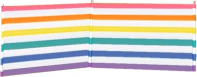 Zdjęcie produktu dla Parawan 3 słupki stal poliester kolorowe paski 240X80 cm plaża, basen, ogród