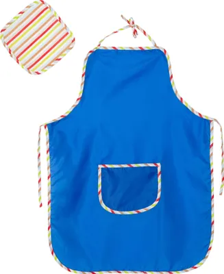Produktbild von roba Malschürze mit Lappen, Kinderschürze zum Malen und Basteln, blau mit Lappen in bunt