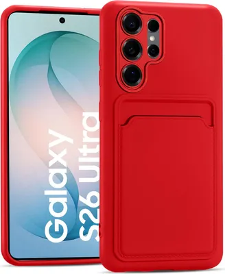 Produktbild von Handyhülle für Samsung Galaxy S26 Ultra Hülle Silikon Schutzhülle mit Kartenfach Slim Wallet Case, Rot