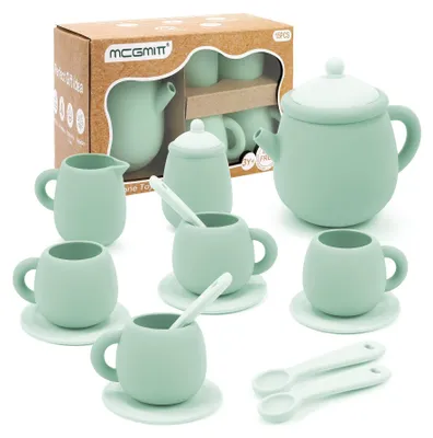 Image de Ensemble de vaisselle en silicone pour enfants, 15 pièces, sans BPA