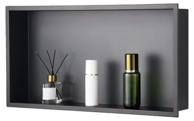 Obrázek produktu pro VEVOR sprchová nika, 10,16x33,02x63,5 cm velká nástěnná nika, organizér na mýdlo a šampon z nerezové oceli, odolný a snadno instalovatelný, černý pro koupelny