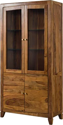 Produktbild von MASSIVMOEBEL24 Vitrine Sheesham 100x45x200 braun lackiert ANCONA #135