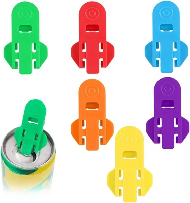 Produktbild von 6 Stück Dosenöffner – Kleiner Dosenöffner - Versiegelnd und staubdicht - Getränkedosenöffner - für Softdrinks, Bier und andere Getränke - 6 Farben