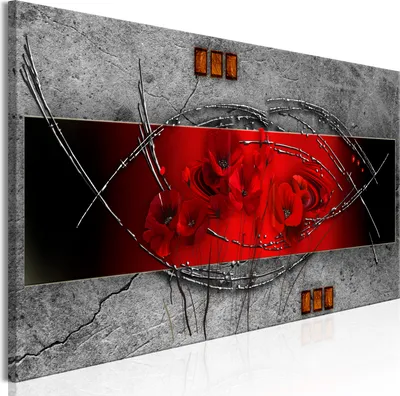 Zdjęcie produktu dla Obraz na płótnie, motyw: mak, wymiary: 150x50 cm, 1 element – nadruk na płótnie, dekoracja ścienna do sypialni, obrazy na płótnie, obrazy do salonu, b-A-0819-b-a