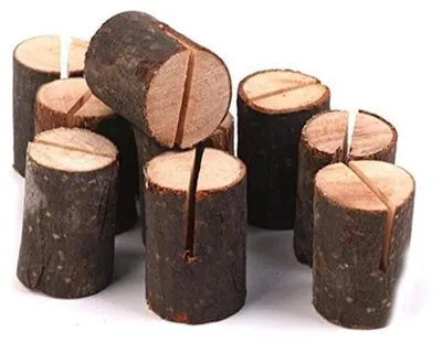 Image de Porte-noms en bois au style rustique pour mariages, numéros de table, lot de 10