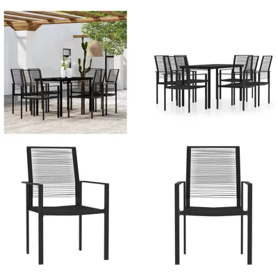 Produktbild von vidaXL 7 tlg. Garten Essgruppe Schwarz - Garten-Essgruppe - Garten-Essgruppen - Outdoor-Essgruppe - Terrassen-Essgruppe
