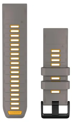 Immagine prodotto di Bracciale QuickFit Garmin in silicone, colore grigio argento/giallo