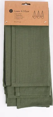 Produktbild von Linen & More 3er Set Geschirrtücher Indi einfarbig army grün 50x70cm
