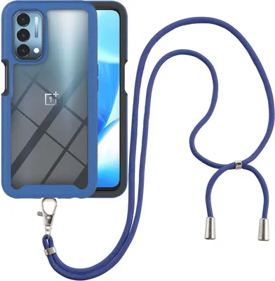 Produktbild von OPPO A54 5G Handykette Hülle, Transparente TPU Bumper Ganzkörper Schutzhülle mit Kordel zum Umhängen Necklace Schlüsselband für OPPO A54 5G/ A74 5G/ A93 5G Blau