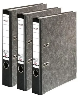 Produktbild von Falken 3er Pack Recycling-Ordner A4 5cm Schwarz Wolkenmarmor Germany
