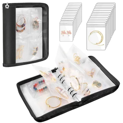 Schmuck-Organizer 96 Taschen Reise-Aufbewahrungsbuch Schwarz