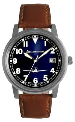 Produktbild von Messerschmitt ME-9673-108L Fliegeruhr Leder Braun/Blau