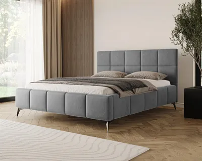 Image de Chilly Möbel Design Lit Miria - Lit rembourré avec cadre en métal, coffre et rangement 180x200 cm / Samt / Gris foncé