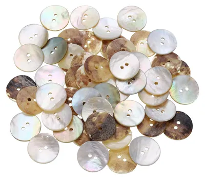 Muschelknöpfe 18 mm, 50 Stück, Perlmutt, 2 Löcher, mehrfarbig