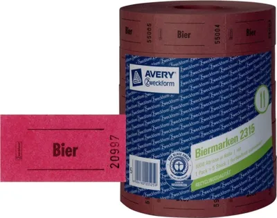 Obrázok produktu pre 5x Roll Beer Mark 57x30mm Red 2000 Tear Offs