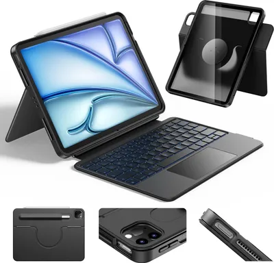 Produktbild von Etui mit Tastatur für iPad Air 13 Pro 13 12.9 HOU QWERTY mate-12 mit Touchpad