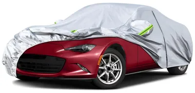 Immagine prodotto di Copertura impermeabile per auto, compatibile con Mazda Miata/MX-5 dal 1998 al 2025, copertura protettiva per tutte le condizioni atmosferiche, colore argento