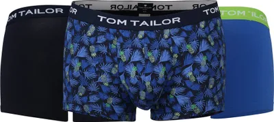 Produktbild von TOM TAILOR Herren Boxershorts, 3er Pack - Hip Pants, Buffer G4, Boxer Brief, Uni Blau/Schwarz/Allover S