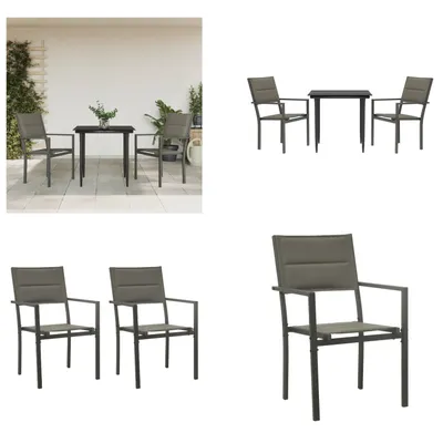 Image de vidaXL Ensemble de jardin 3 pièces noir acier et textilène - Ensemble de jardin - Salon de jardin - Salon d'extérieur - Table de jardin