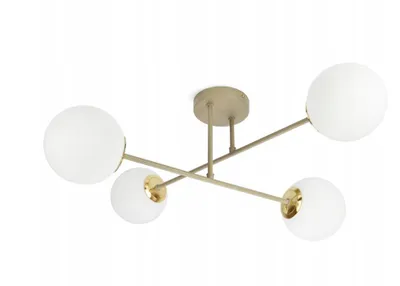 Zdjęcie produktu dla LUXOLAR Lampa sufitowa wisząca 4-punktowa G9 LED 15W - żyrandol beżowo-złoty dla buira, jadalni, sypialni - styl nowoczesny, skandynawski, soft loft