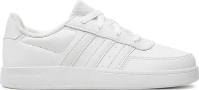 A white Adidas sneaker is shown from the side against a white background.