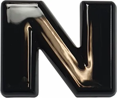 Produktbild von 3D-Relief-Buchstabe schwarz glänzend N
