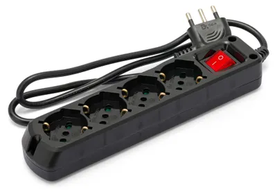 Produktbild von Mehrfachsteckdose 4 fach Schuko + 10/16A mit Schalter 1m Kabel und Stecker 16A