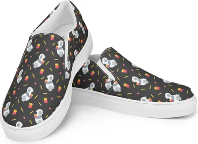 Produktbild von Mr. & Mrs. Panda Slipper Für Damen Panda Pommes Größe 42 1/2 - Grau - Geschenk, Mokassins, Halbschuhe, Espadrilles, Muster, Loafer
