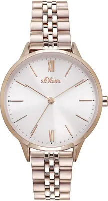 Produktbild von S.Oliver SO-4213-MQ Damen-Armbanduhr, Roségold-Gehäuse, Metall-Armband
