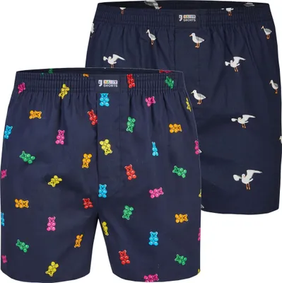 Produktbild von 2er Pack HAPPY SHORTS X Herren Boxershorts Shorts Boxer mit Suspens Gummibär Möwe