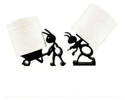 Produktbild von 2 Stück Toilettenpapier Aufbewahrung, Lustiger Toilettenpapierhalter im Schaf Design, Praktische Klorollenaufbewahrung für Badezimmer, WC Papier Aufbewahrung mit Ameisen Motiv, Schwarz
