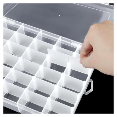 Produktbild von 2 Stück 36 Fächer Kunststoff Sortierbox, Fächer Aufbewahrungsbox, Sortierbox für Kleinteile, Einstellbarer Sortimentskasten zur Aufbewahrung von Schrauben, Perlen, Ohrringen, Ringen