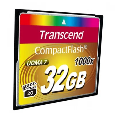 Produktbild von Transcend 1000x CompactFlash 32GB, 32 GB, Kompaktflash, MLC, 160 MB/s, 120 MB/s, Schwarz