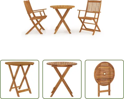 Produktbild von The Living Store 3-tlg. Garten-Essgruppe Klappbar Massivholz Akazie