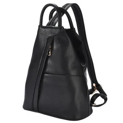 Produktbild von DONBOLSO Damen Rucksack Tasche Umhngetasche Kunstleder 2-in-1 - Ledertaschen Damen mit verstrktem Boden - verstellbarer Riemen - Nappa Schwarz