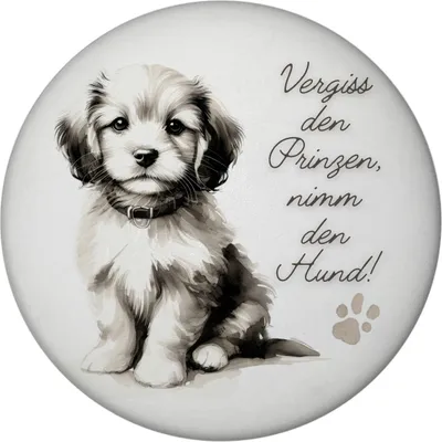 Produktbild von süßer Hund mit Halsband Magnet mit Flaschenöffner rund mit Spruch Vergiss den