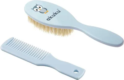 Image de Akuku Brosse bébé poils naturels avec peigne Set pour bébé antistatique