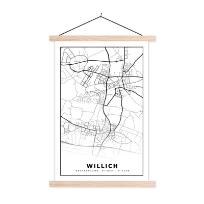 Produktbild von MuchoWow® Textilposter Karte - Willich - Stadtplan 40x60 cm mit holzfarbenen Rahmen - Poster